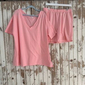 Pink Women's Lounge Set, Peachy Pink, 2X